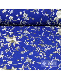 Mantoncillo Azulino Bordados de Flores Champang | Mantoncillos - Imagen 1