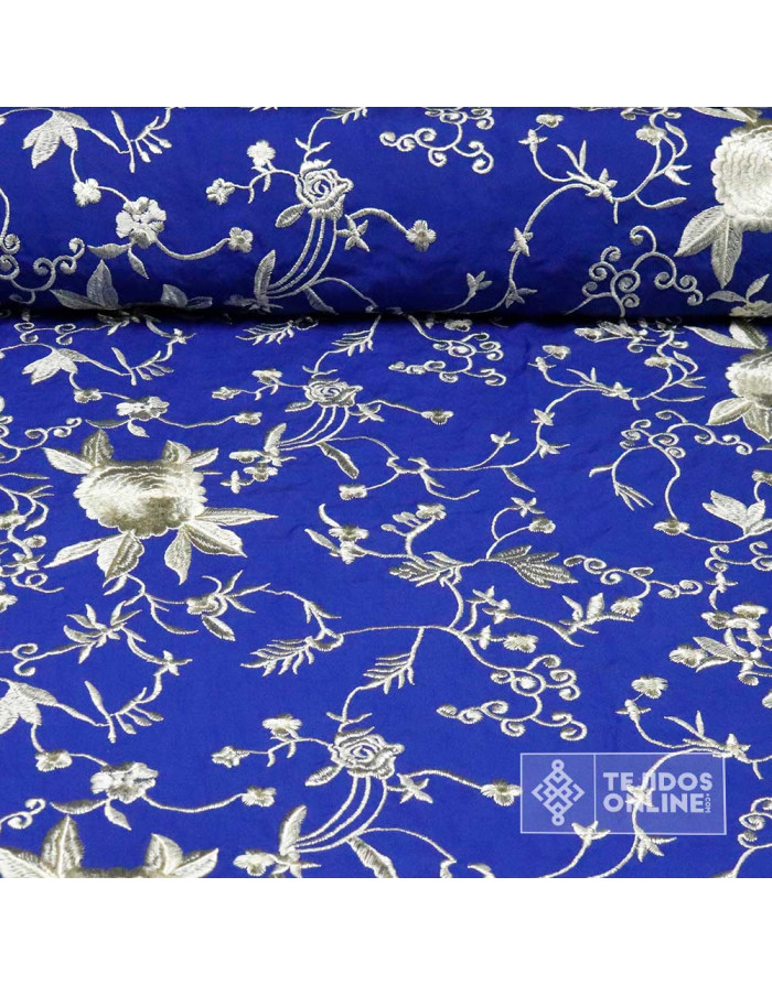 Mantoncillo Azulino Bordados de Flores Champang | Mantoncillos - Imagen 1