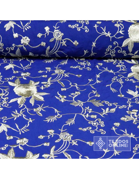 Mantoncillo Azulino Bordados de Flores Champang | Mantoncillos - Imagen 1
