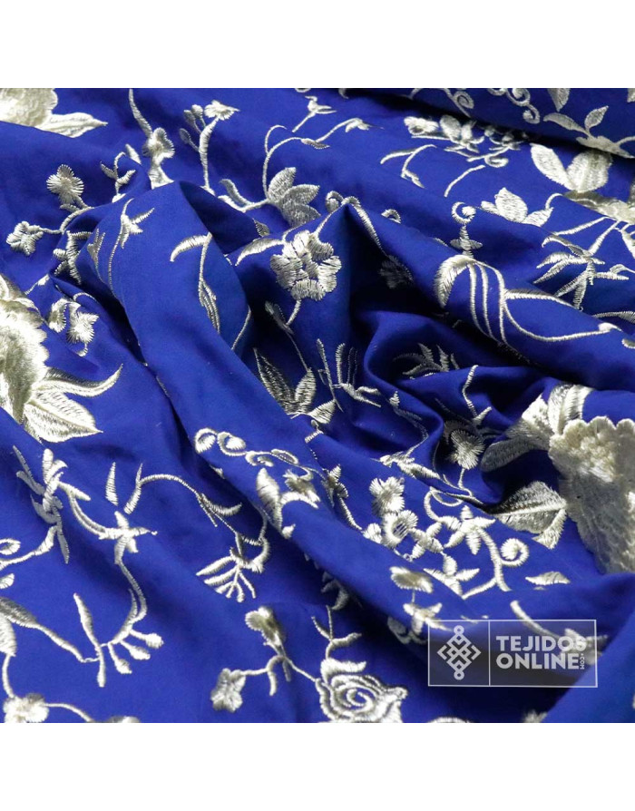 Mantoncillo Azulino Bordados de Flores Champang | Mantoncillos - Imagen 4