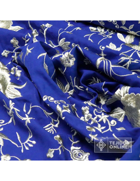 Mantoncillo Azulino Bordados de Flores Champang | Mantoncillos - Imagen 4