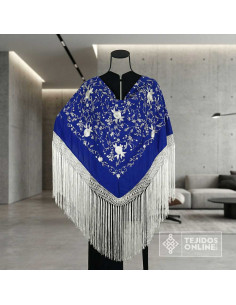 Mantoncillo Azulino Bordados de Flores Champang | Mantoncillos - Imagen 2