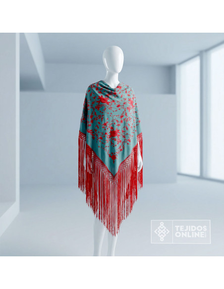 Mantoncillo Hade con Flores Rojo Coral | Mantoncillos - Imagen 2