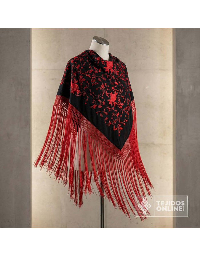 Mantoncillo Negro con Flores Rojas | Mantoncillos - Imagen 5