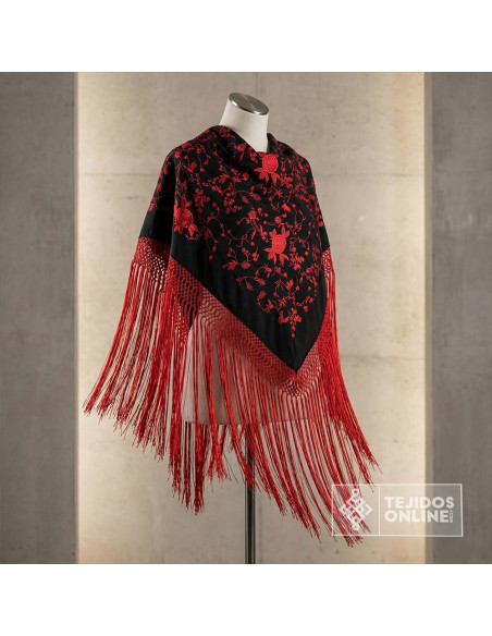 Mantoncillo Negro con Flores Rojas | Mantoncillos - Imagen 5