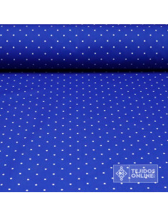 Tela Popelín Azulino Lunar Blanco Little  - Telas para Flamenca - Imagen 1