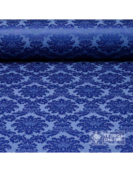 Damasco Azul Versace - Telas Cofrades - Telas de Hogar - Imagen 1
