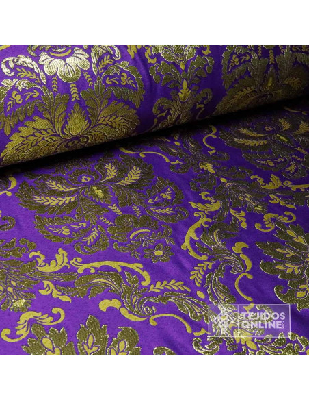 Brocado Morado Con Oro Segovia - Telas Para Cofradías - Imagen 4