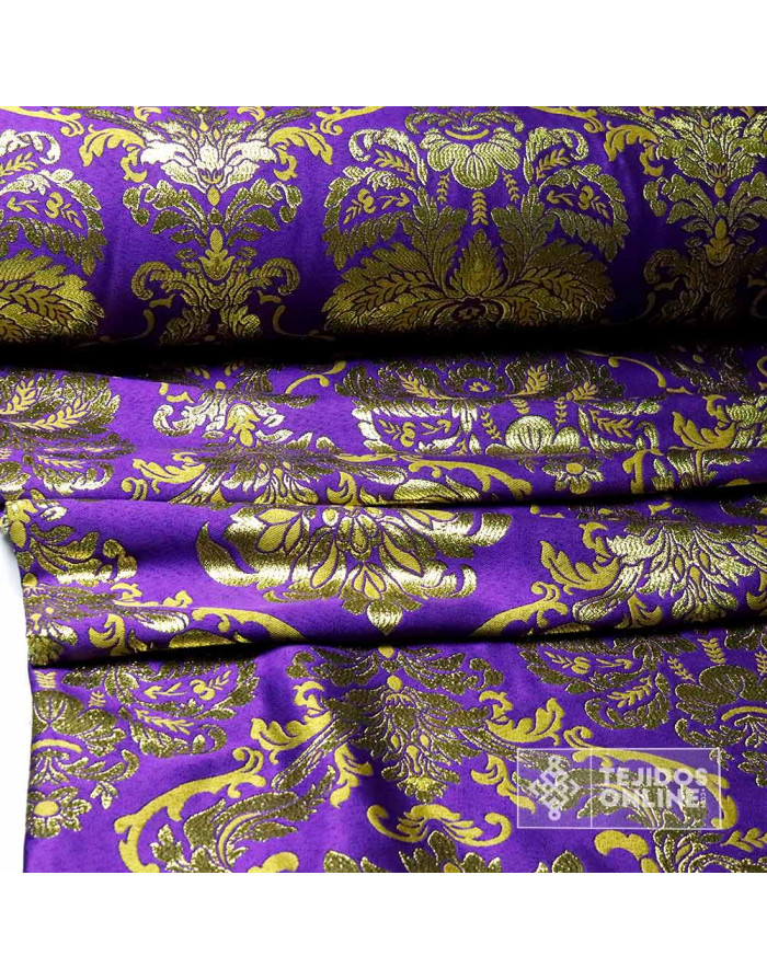 Brocado Morado Con Oro Segovia - Telas Para Cofradías - Imagen 3