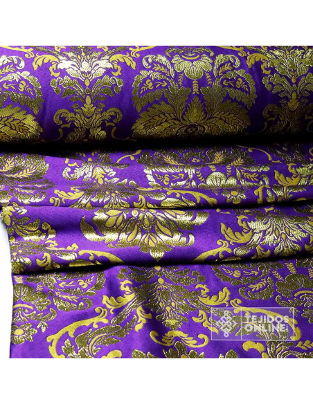 Brocado Morado Con Oro Segovia - Telas Para Cofradías - Imagen 3
