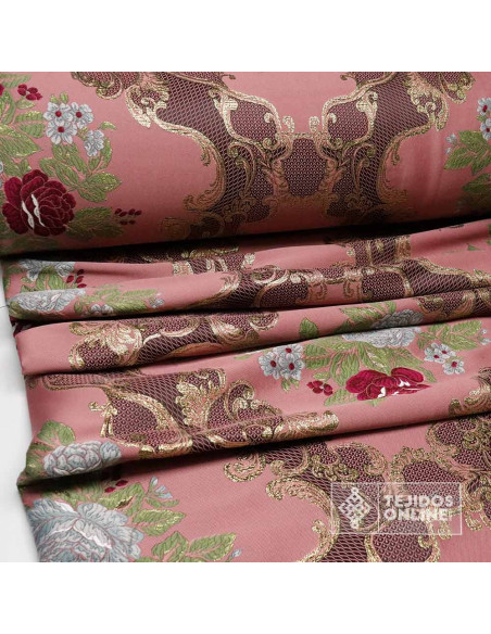 Brocado Maquillaje Con Flores Cretona Lurex - Telas Para Cofradías - Imagen 3