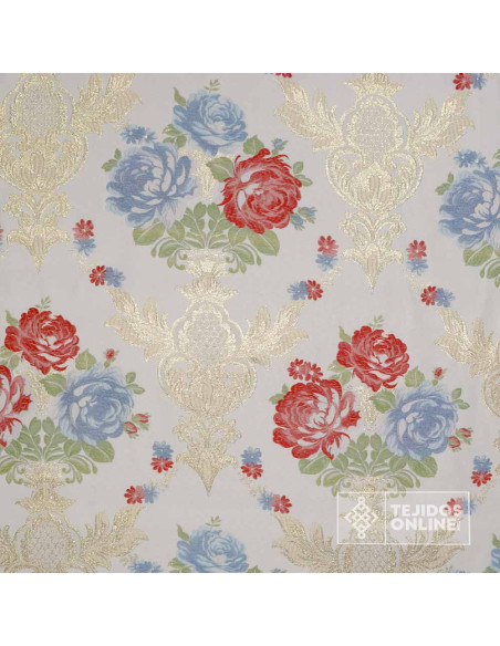 Brocado Blanco con Flores Tulipa Dorada - Telas Para Cofradías - Imagen 5