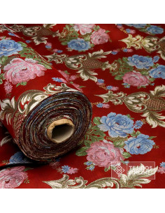 Brocado Blanco con Flores Tulipa Dorada - Telas Para Cofradías - Imagen 2