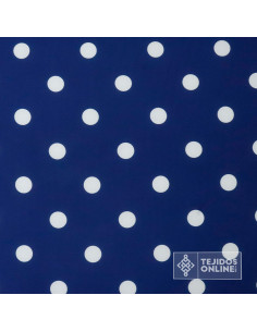 Tela Azul con Lunares Blanco - Telas para Trajes de Flamenca - Imagen 2