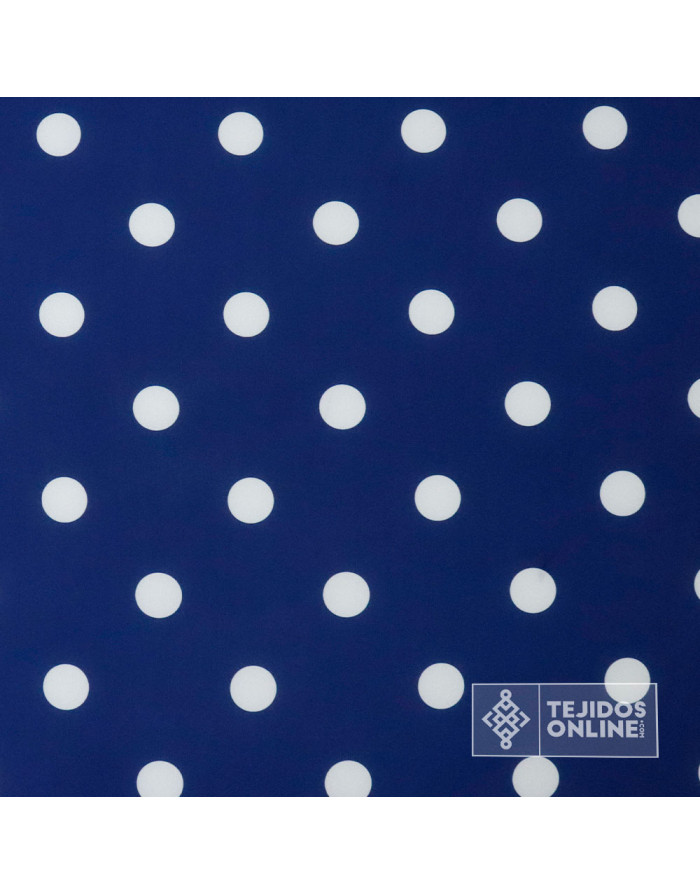 Tela Azul con Lunares Blanco - Telas para Trajes de Flamenca - Imagen 2
