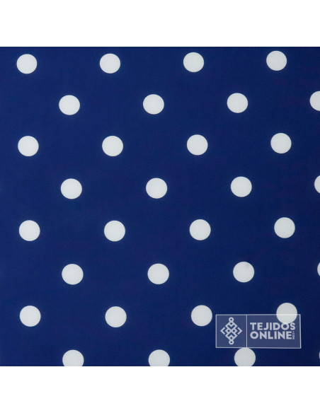 Tela Azul con Lunares Blanco - Telas para Trajes de Flamenca - Imagen 2