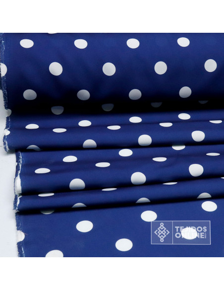 Tela Azul con Lunares Blanco - Telas para Trajes de Flamenca - Imagen 3