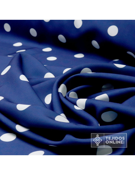 Tela Azul con Lunares Blanco - Telas para Trajes de Flamenca - Imagen 4