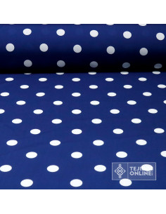 Tela Azul con Lunares Blanco - Telas para Trajes de Flamenca - Imagen 1