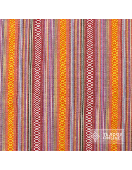 Tela Alpujarreña con Rayas Naranjas y Grosella - Tela Alpujarra - Imagen 4