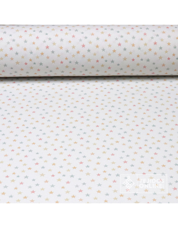 Tela de Piqué con Mini Estrellas Multicolor - 100% Algodón Infantil - Imagen 1