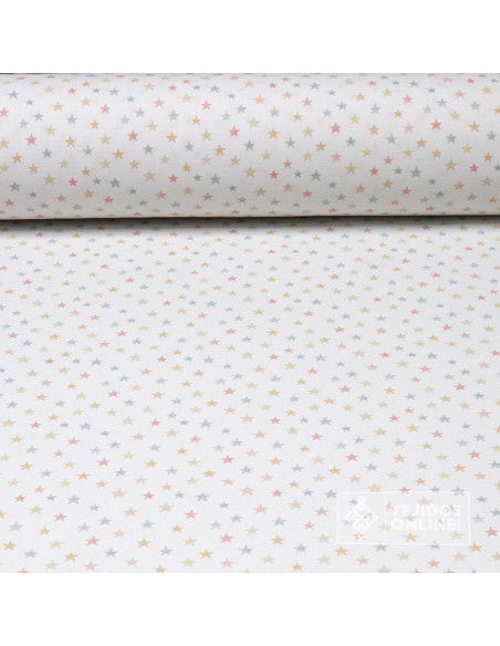 Tela de Piqué con Mini Estrellas Multicolor - 100% Algodón Infantil - Imagen 1