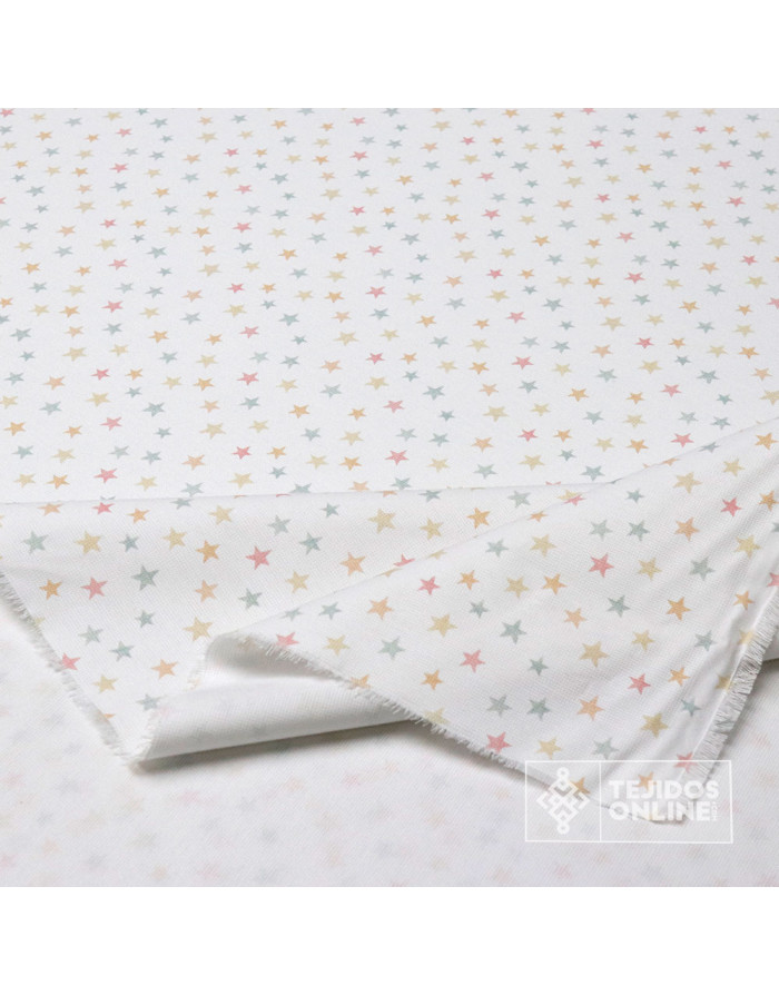 Tela de Piqué con Mini Estrellas Multicolor - 100% Algodón Infantil - Imagen 2