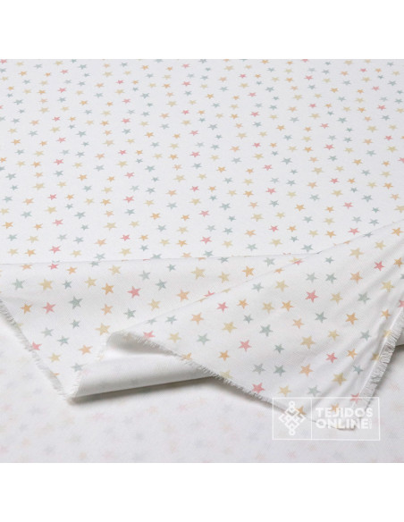 Tela de Piqué con Mini Estrellas Multicolor - 100% Algodón Infantil - Imagen 2