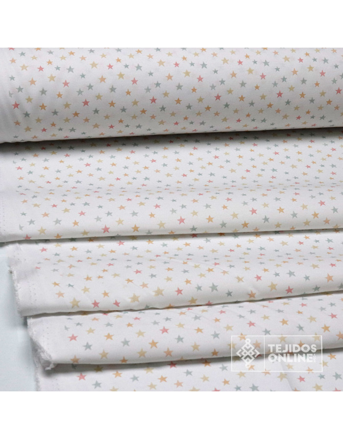 Tela de Piqué con Mini Estrellas Multicolor - 100% Algodón Infantil - Imagen 3