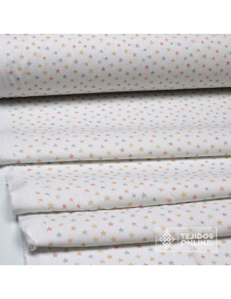 Tela de Piqué con Mini Estrellas Multicolor - 100% Algodón Infantil - Imagen 3