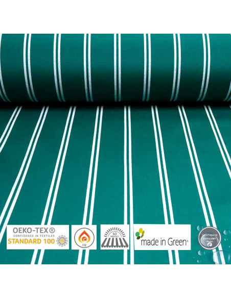 Toldo Verde con Rayas Blancas Teflón - Toldos para Exterior - Imagen 1