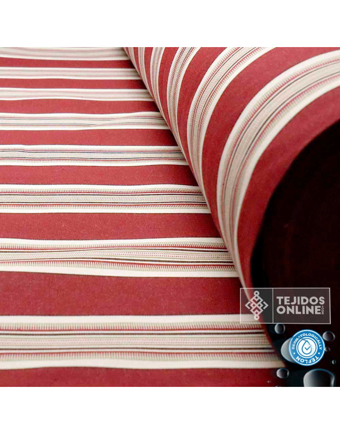 Toldo Rayas Burdeos Teflón Nuria - Telas para Exterior - Imagen 4