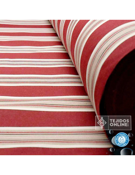 Toldo Rayas Burdeos Teflón Nuria - Telas para Exterior - Imagen 4