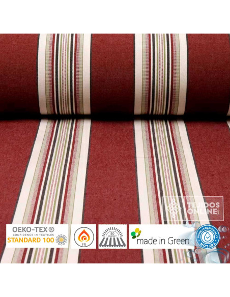 Toldo Rayas Burdeos Teflón Nuria - Telas para Exterior - Imagen 1