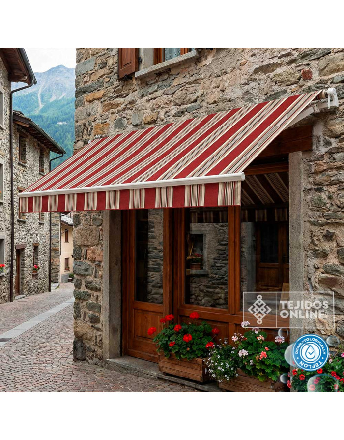 Toldo Rayas Burdeos Teflón Nuria - Telas para Exterior - Imagen 2
