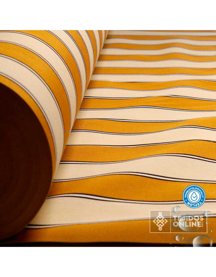 Telas de Toldos - Toldo Rayas Albero y Beige Teflón - Imagen 4