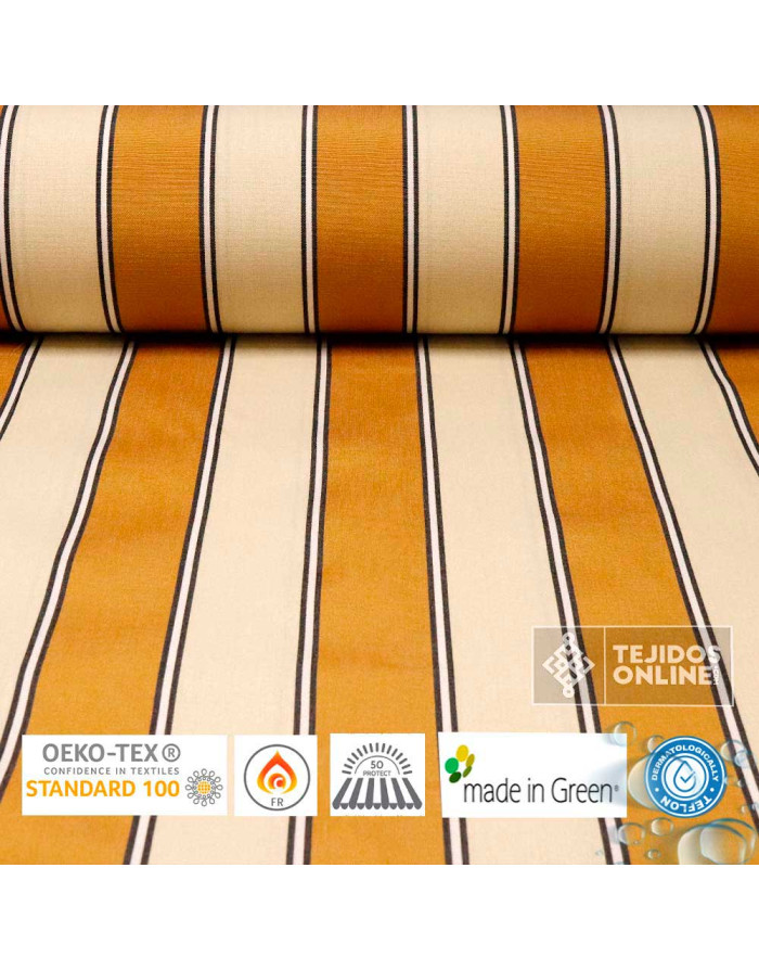 Telas de Toldos - Toldo Rayas Albero y Beige Teflón - Imagen 1