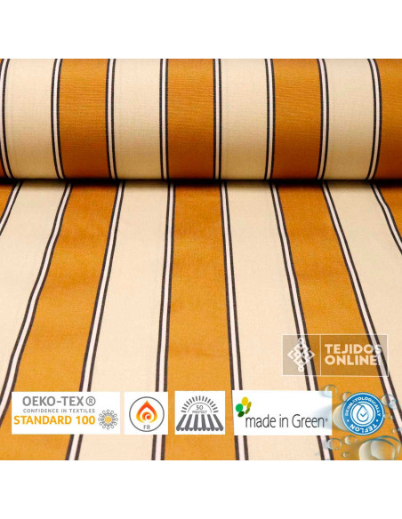 Telas de Toldos - Toldo Rayas Albero y Beige Teflón - Imagen 1