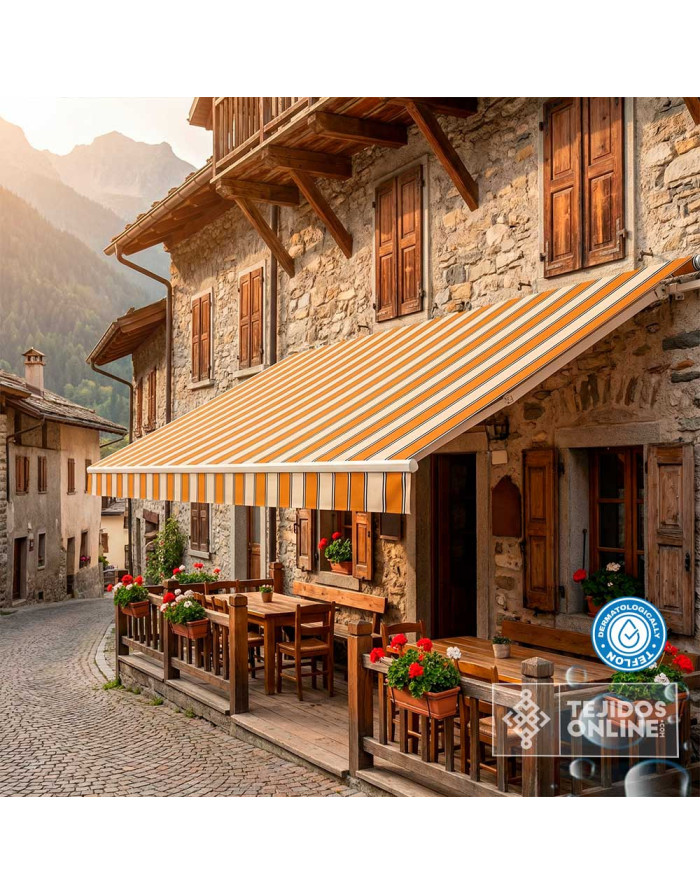 Telas de Toldos - Toldo Rayas Albero y Beige Teflón - Imagen 2