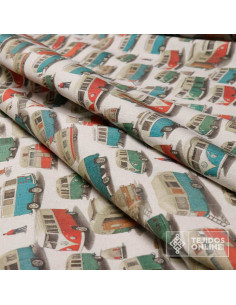 Tela Furgoneta Camper volkswagen - Tela Para Cortinas Camper - Imagen 2