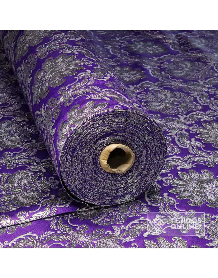 Brocado Morado Con Plata Augusta - Telas Para Cofradías - Imagen 2