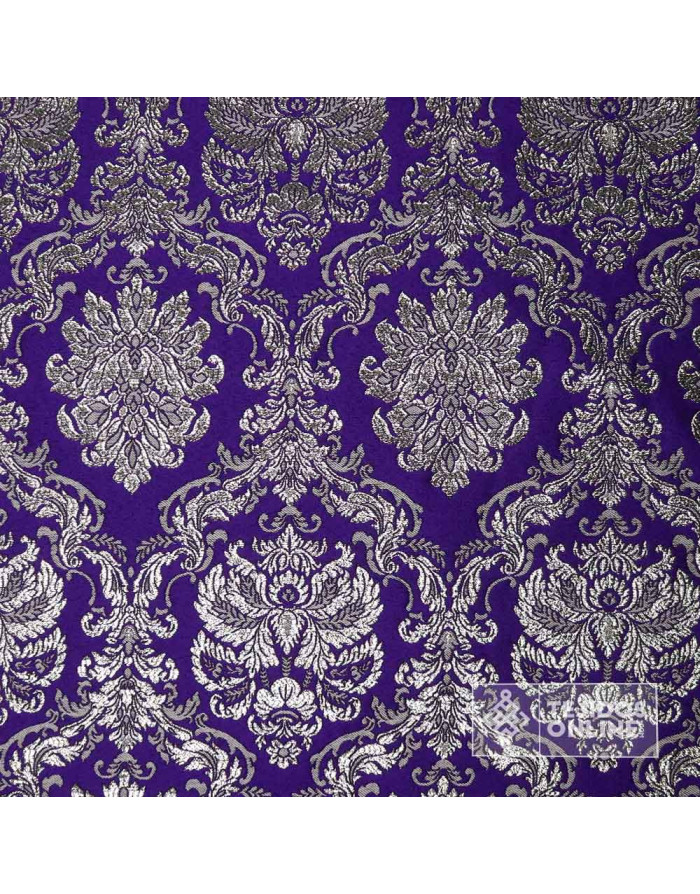 Brocado Morado Con Plata Augusta - Telas Para Cofradías - Imagen 3