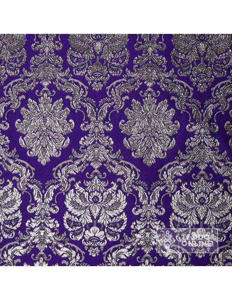 Brocado Morado Con Plata Augusta - Telas Para Cofradías - Imagen 3