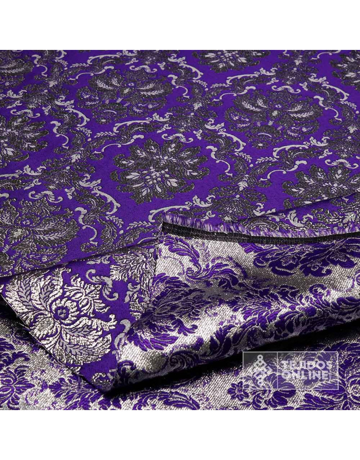 Brocado Morado Con Plata Augusta - Telas Para Cofradías - Imagen 4