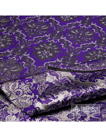 Brocado Morado Con Plata Augusta - Telas Para Cofradías - Imagen 4