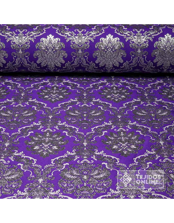 Brocado Morado Con Plata Augusta - Telas Para Cofradías - Imagen 1