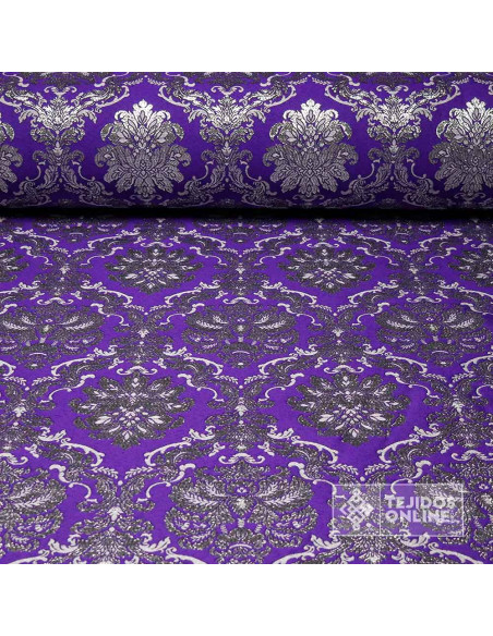 Brocado Morado Con Plata Augusta - Telas Para Cofradías - Imagen 1