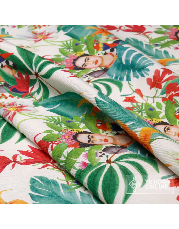 Tela Frida Tropical Loneta- Tela Para Cortinas y Manualidades - Imagen 2