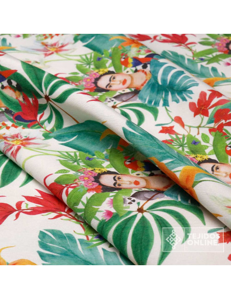 Tela Frida Tropical Loneta- Tela Para Cortinas y Manualidades - Imagen 2