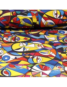 Loneta Picasso Arte Multicolor - Tela Para Cortinas y Manualidades - Imagen 1